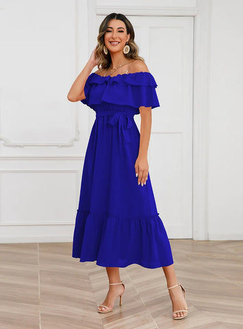 SEXY MAIX OFF THE SHOULDER LONG DRESS