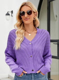 CASUAL LOOSE V-NECK HOLLOW KNIT CARDIGAN SWEATER