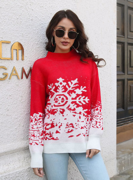 FASHION CHRISTMAS LANTERN SLEEVE LOOSE SWEATER