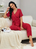 FASHION SHORT-SLEEVED BATHROBE HOME SUIT