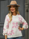 Printed Pullover Flower Sweater