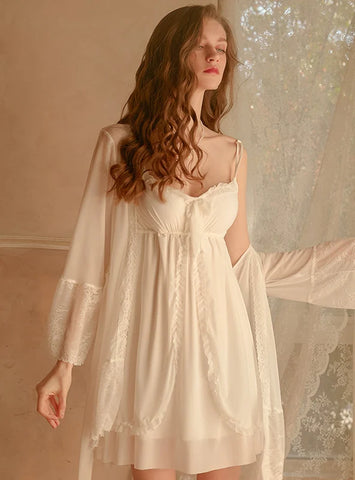 SEXY GAUZE PERSPECTIVE CHEST NIGHTDRESS SUIT
