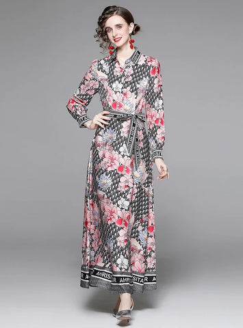 LONG SLEEVE SLIM PRINTED DRESS