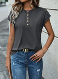 WOMEN BUTTON SHORT SLEEVE T-SHIRT