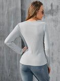 ROUND NECK LONG SLEEVE SOLID COLOR T-SHIRT
