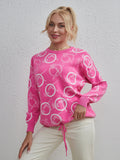 CLASSY LOOSE ROUND NECK PRINTED CASUAL SWEATER