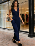 Deep V Neck Black Long Maxi Casual Dress