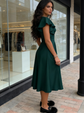 Green Ruffles V Neck Chiffon Maxi Party Dress