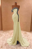 Crystal Royal Blue One Shoulder Ruched Tulle Prom Dress
