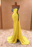 Crystal Royal Blue One Shoulder Ruched Tulle Prom Dress