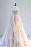 Layered Tulle Skirt Blush Pink Strapless Prom Dress