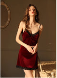 FASHION LACE SUSPENDER VELVET NIGHTDRESS HOME CLOTHES