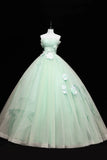 Light Green Tulle Applique Sweet 16 Dress