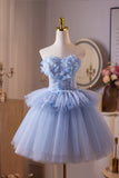 Blue Flower Sweetheart Beading Butterfly Homecoming Dress