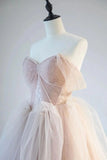 Layered Tulle Skirt Blush Pink Strapless Prom Dress