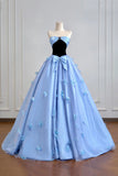 Tulle Butterfly Beautiful A Line Strapless Prom Dress
