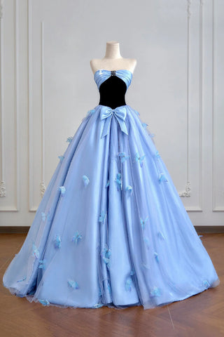 Tulle Butterfly Beautiful A Line Strapless Prom Dress
