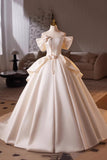 White Satin A Line Sweetheart Flower Prom Dress