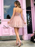 Pink Short Mini Velvet Homecoming Dress