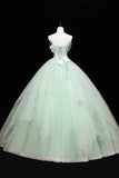 Light Green Tulle Applique Sweet 16 Dress