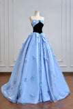 Tulle Butterfly Beautiful A Line Strapless Prom Dress