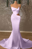 Crystal Vibrant Red One Shoulder Satin Mermaid Prom Dress