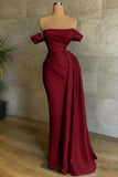 Draped Train Ivory Off The Shoulder Satin Mermaid Prom Dress