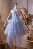 Blue Flower Sweetheart Beading Butterfly Homecoming Dress