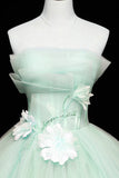 Light Green Tulle Applique Sweet 16 Dress
