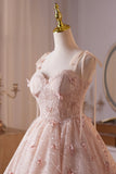 Spaghetti Strap Pink Butterfly Tulle Homecoming Dress