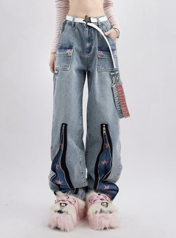 Star Print Loose Jeans