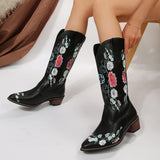 Pointed Embroidered Riding Boots