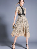 Short Sleeve Mock Neck Burgundy Lace Dress