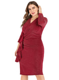 Plus Size V-neck Slim Slit Dress