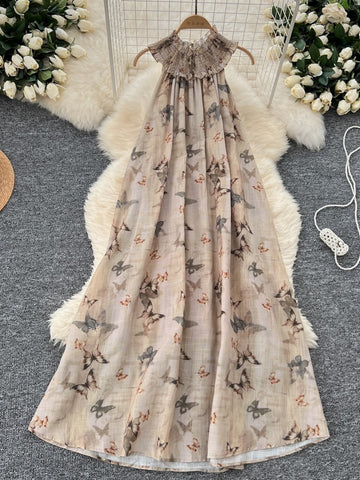 Serene Outings Graceful Butterfly Print Maxi Dress