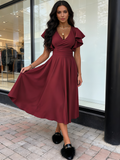 Green Ruffles V Neck Chiffon Maxi Party Dress
