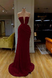 Ruched Silver Sequin Strapless Mermaid Prom Dress With Slit