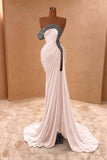 Crystal Royal Blue One Shoulder Ruched Tulle Prom Dress