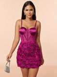 Fuchsia 3D Rose Mini Party Dress