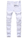 Men's Fashion Jeans Zipper Straight Slim Fit White