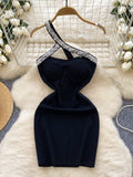 White One Shoulder Crystal Bodycon Mini Dress