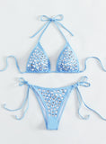 Rhinestone Swimsuit Female Split Bikini