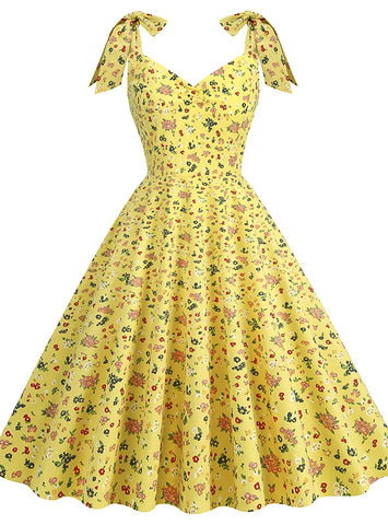 Flower Hepburn Bow Suspender Dress