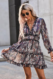 Elastic Cuffs Floral Print Dress
