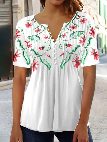 BLOOMING BUTTON-UP TEE