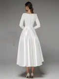 White Long Sleeve Button Party Dress