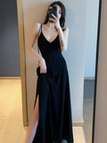 Black Cami Dress with Thigh Split