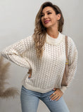 FASHION RETRO BEADED ROUND NECK LONG SLEEVE SWEATER