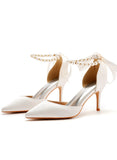 7 CM RIBBON BEADED STILETTO SANDALS
