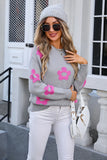 Women Flower Round Neck Sweater